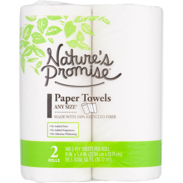 Paper Goods Nature's Promise Paper Towels, Any Size hero