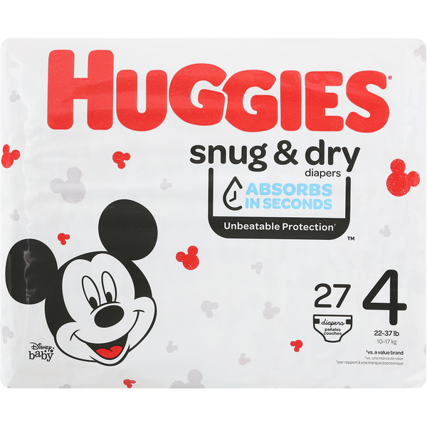 Diapers & Wipes Huggies Snug & Dry Baby Diapers, Size 4 (22-37 lbs) hero