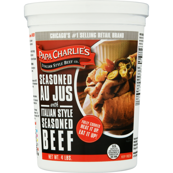 Frozen Meat & Seafood Papa Charlie's Seasoned Au Jus with Italian Style Seasoned Beef hero