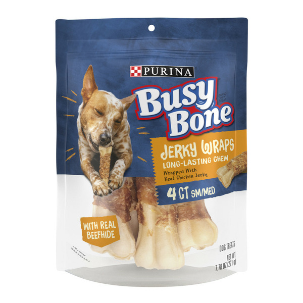 Dog Food & Care Purina Busy Bone Jerky Wraps Small/Medium Breed Beefhide and Chicken Jerky Dog Treats hero