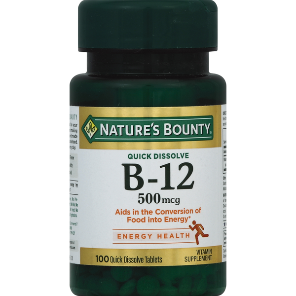 Supplements Nature's Bounty Vitamin B-12, 500 mcg, Quick Dissolve Tablets hero