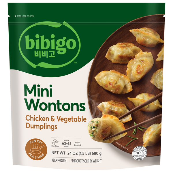 Frozen Produce Bibigo Mini Wontons Chicken & Vegetable Dumplings hero