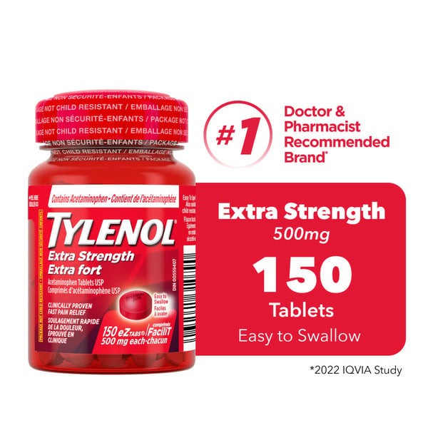 Pain Relievers Tylenol Adult Extra Strength Pain Relief Acetaminophen 500Mg Eztabs hero