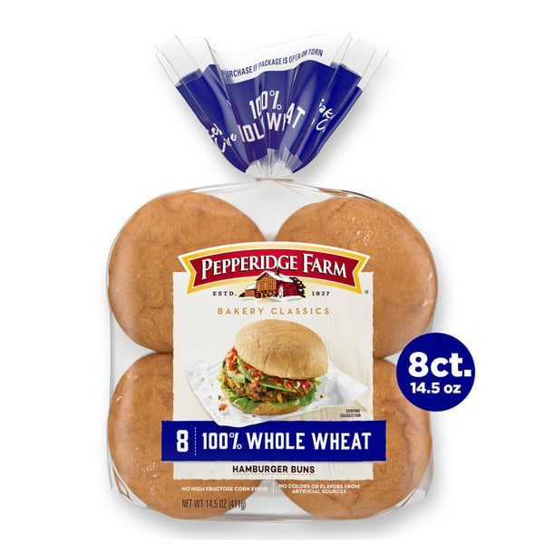 Buns & Rolls Pepperidge Farm 100% Whole Wheat Hamburger Buns hero