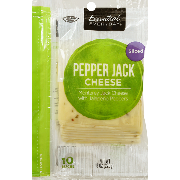 Packaged Cheese Essential Everyday Cheese, Pepper Jack, Sliced hero