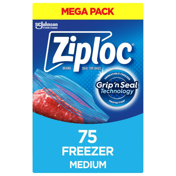 Food Storage Ziploc Freezer Bags Medium, with Stay Open Technology hero