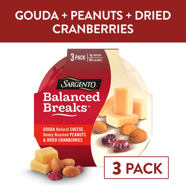 Lunchables & Snacks Sargento Balanced Breaks®, Gouda Natural Cheese, Honey Roasted Peanuts, Dried Cranberries hero