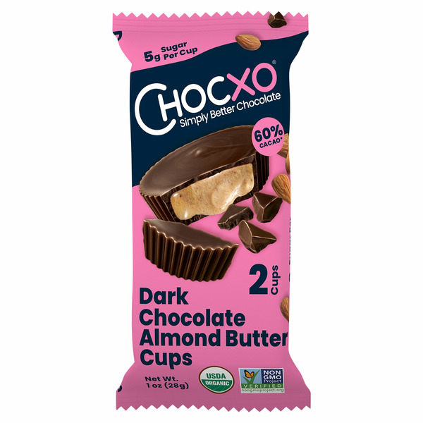 ChocXO 60% Cacao Dark Chocolate Almond Butter Cups hero