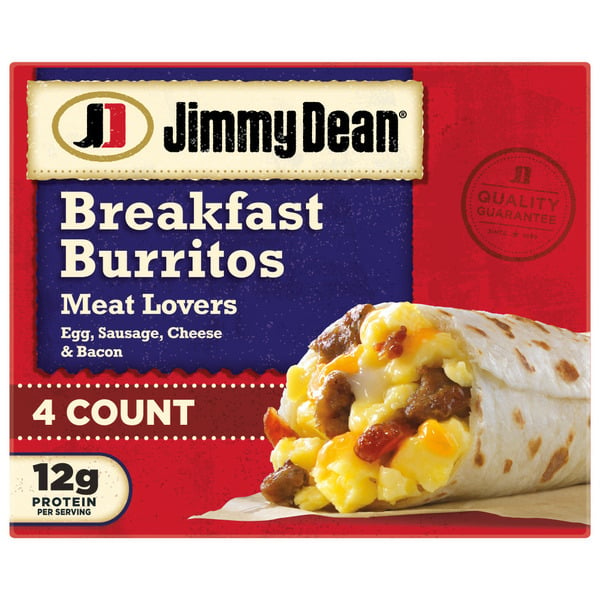 Frozen Breakfast Jimmy Dean Breakfast Burritos Meat Lovers, Frozen hero