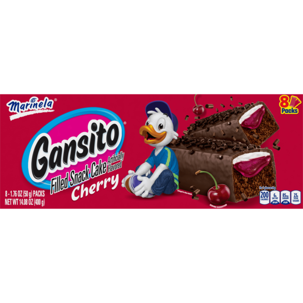 Cookies & Cakes Bimbo  Gansito, 8 packs, Cherry Chocolate Flavored Covered Filled Chocolate Snack Cakes hero