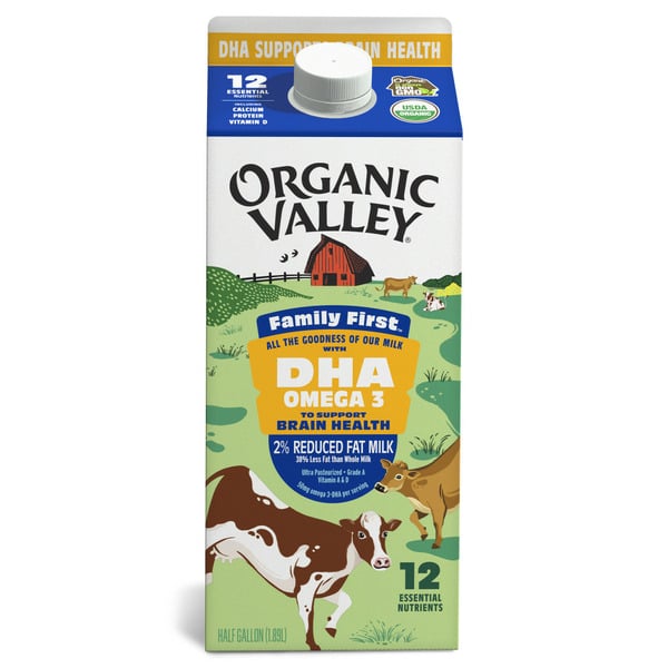 Milk Organic Valley Family First Omega 2% (Reduced Fat) Organic Milk hero