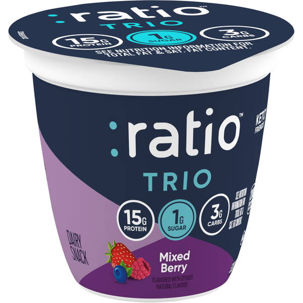 Yogurt/Kefir Ratio Trio Mixed Berry Yogurt Cultured Dairy Keto Friendly Snack Cup hero