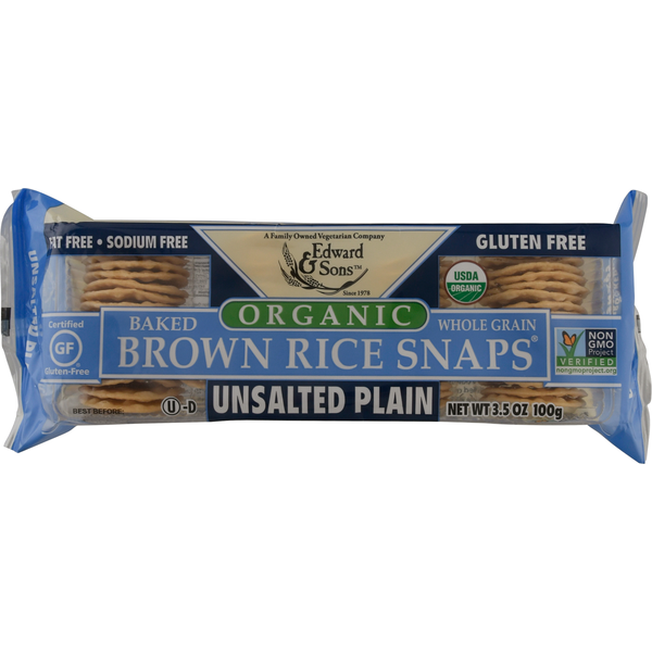 Crackers Edward & Sons Brown Rice Snaps, Organic, Unsalted Plain hero