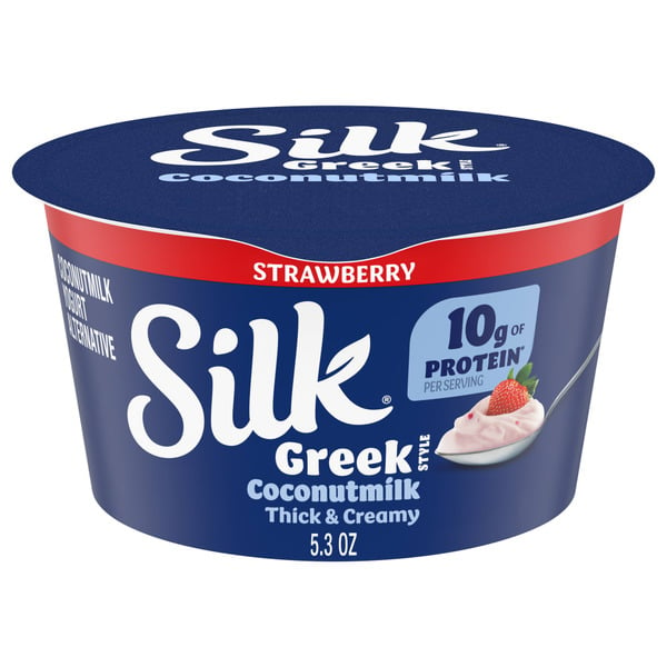 Yogurt Silk Strawberry Dairy Free, Plant Based, Greek Style Coconut Milk Yogurt Alternative hero