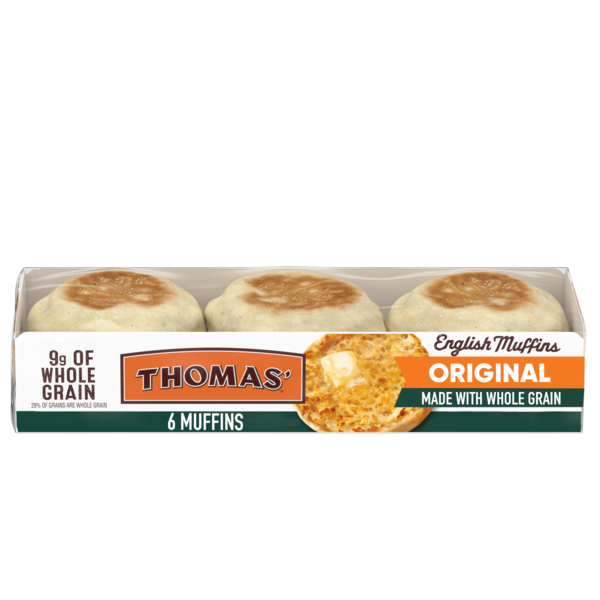 Breakfast Bakery Thomas’ 6 count, Whole Grain English Muffins hero