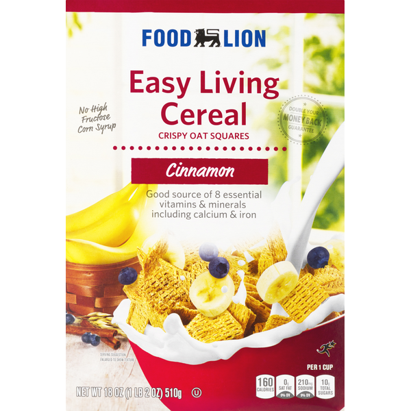 Cereal Food Lion Easy Living Cinnamon Oat Squares Cereal hero