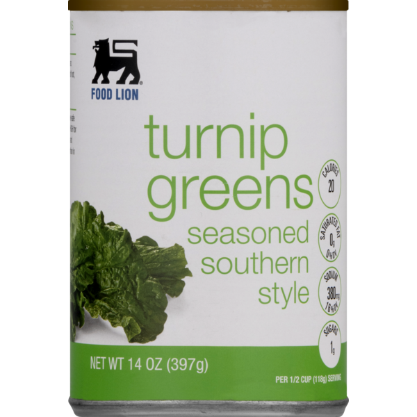 Canned & Jarred Vegetables Food Lion Turnip Greens, Seasoned, Southern Style, Can hero