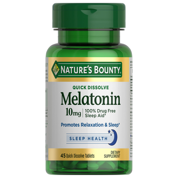 Vitamins & Supplements Nature's Bounty Melatonin 10mg, Maximum Strength, Quick Dissolve Tablets, Cherry hero