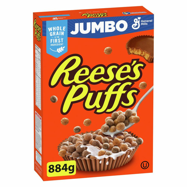 Cereal Reese's Puffs Breakfast Cereal, Peanut Butter Chocolate, Jumbo Size hero