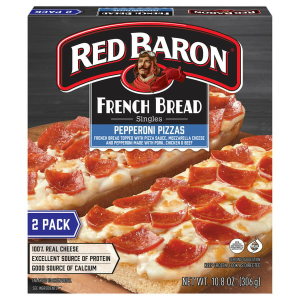 Frozen Foods Red Baron French Bread Singles Pepperoni Pizzas hero