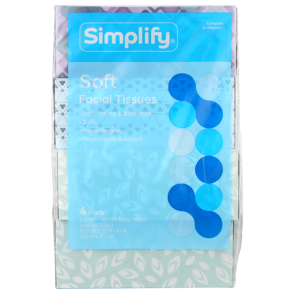 Simplify Soft Facial Tissue 160Ct 4 Pack hero