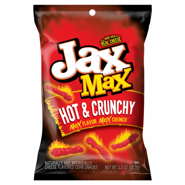 Jax Max Hot & Crunchy Cheese Flavored Corn Snacks hero