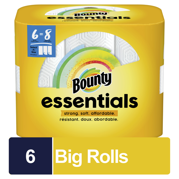 Paper Goods Bounty Select-A-Size Paper Towels, White, 6 Big Rolls = 8 Regular Rolls hero