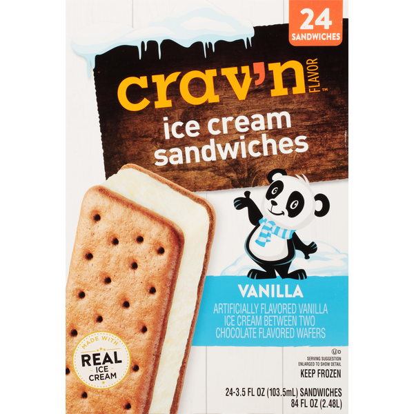 Ice Cream & Ice Crav'n Flavor Ice Cream Sandwiches, Vanilla hero