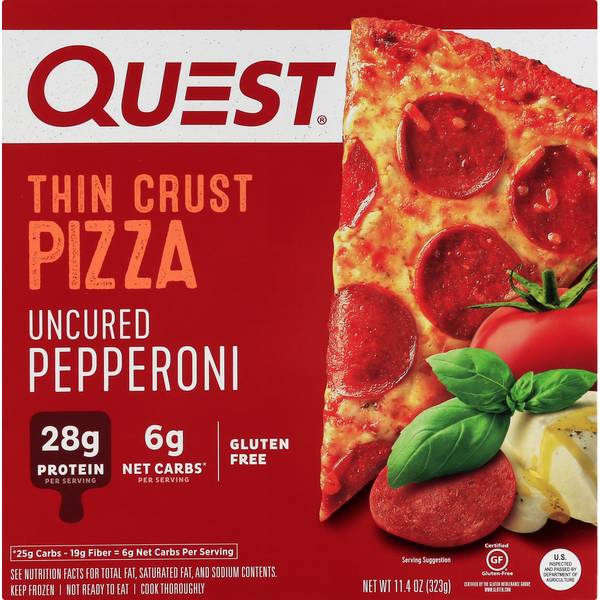 Frozen Pizza Quest Thin Crust Pizza – Uncured Pepperoni hero