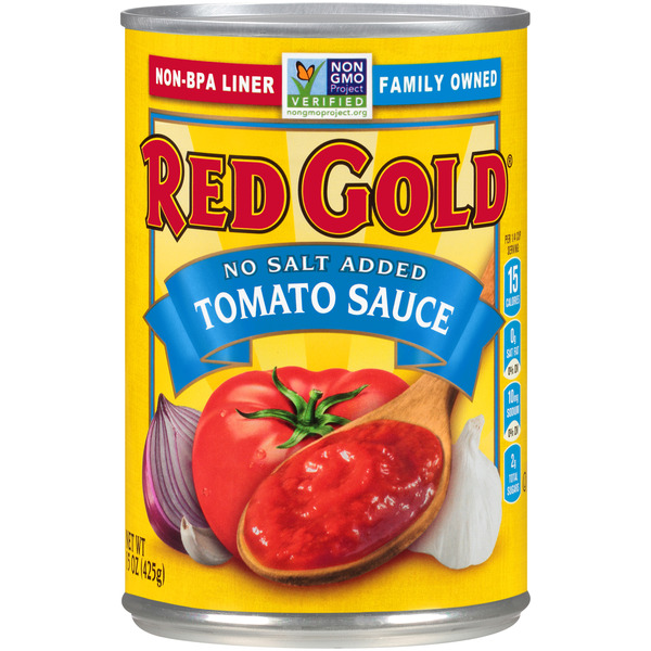 Canned & Jarred Vegetables Red Gold No Salt Added Tomato Sauce hero