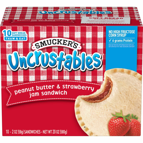 Frozen Breakfast Smucker's Uncrustables Peanut Butter & Strawberry Jam Sandwich hero