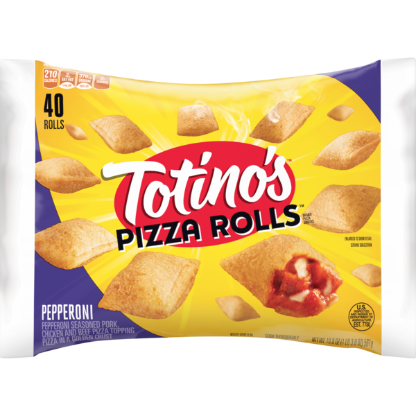 Frozen Appetizers & Sides Totino's Pizzs Brand Pepperoni Pizza Snacks hero