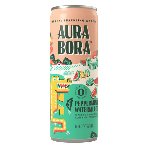 Water, Seltzer & Sparkling Water Aura Bora Peppermint Watermelon, Herbal Sparkling Water hero