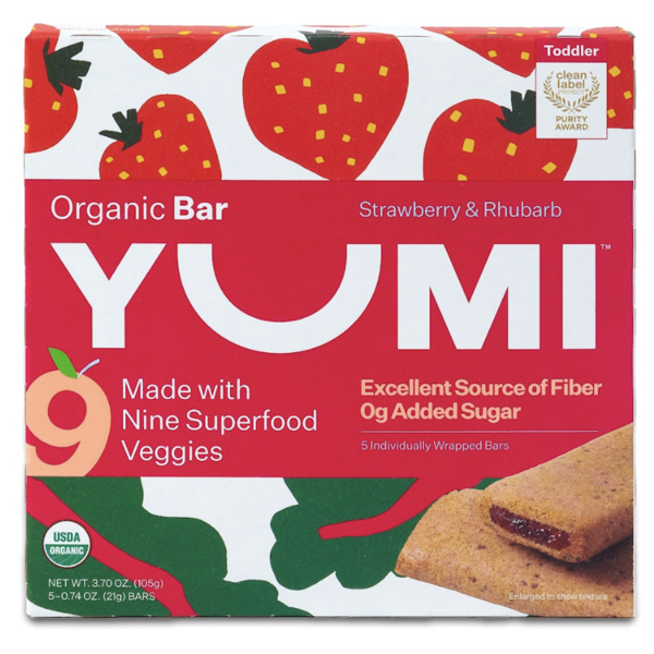 Yumi  Strawberry & Rhubarb Organic Bar hero