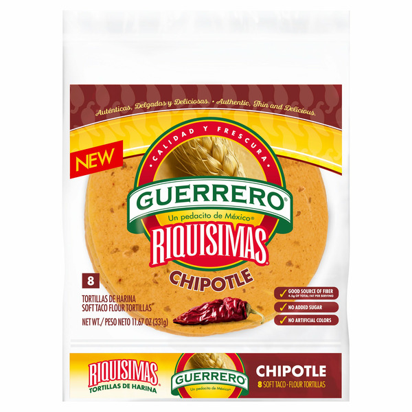 Spices & Seasonings Guerrero Riquisimas Chipotle Soft Taco Flour Tortillas hero