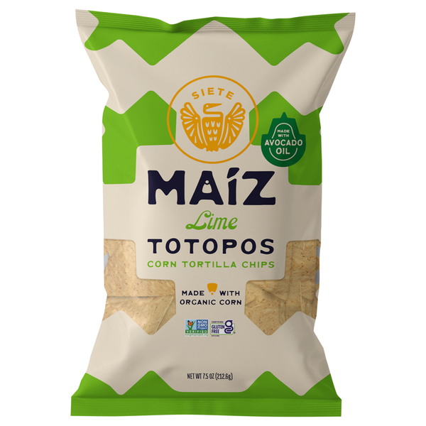 Chips & Pretzels Siete Corn Tortilla Chips, Lime, Totopos hero