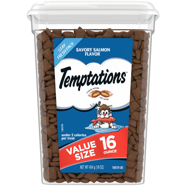 Cat Treats TEMPTATIONS Classic Crunchy and Soft Cat Treats Savory Salmon Flavor hero