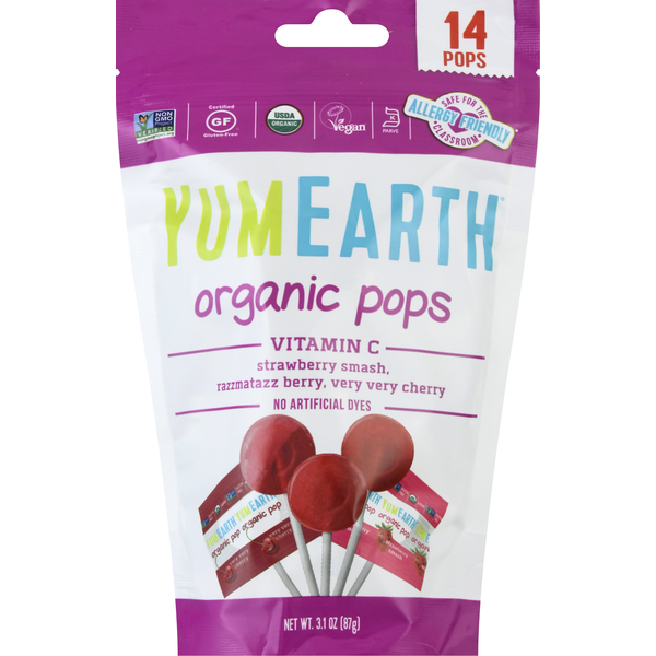 Ice Cream & Ice YumEarth Pops, Organic, Strawberry Smash, Razzmatazz Berry, Very Very Cherry hero