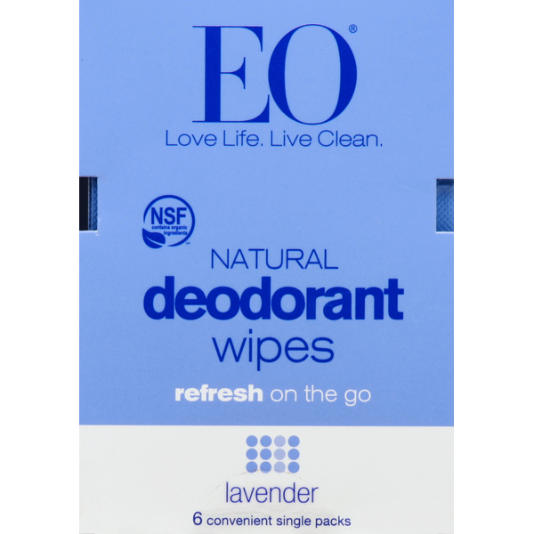 Beauty EO Natural Deodorant Wipes, Lavender hero