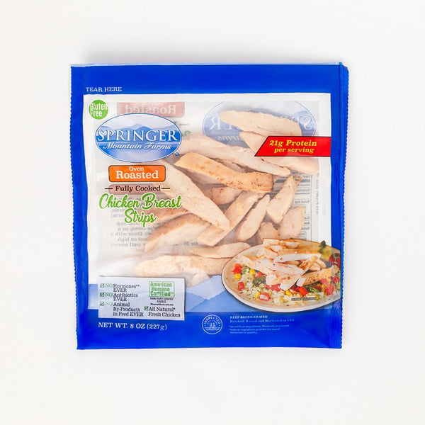 Ready to Heat Springer Mountain Farms Fully Cooked Oven Roasted Chicken Breast Strips - Gluten Free hero