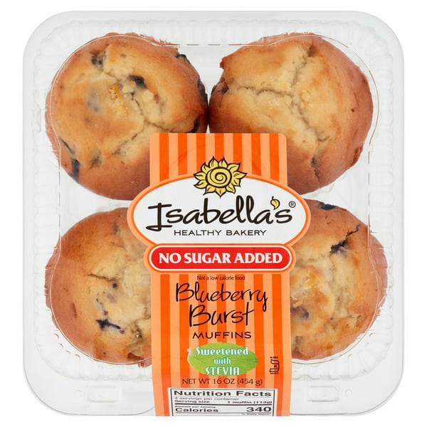 Breakfast Bakery Isabella's Healthy Bakery No Sugar Added Blueberry Burst Muffins hero