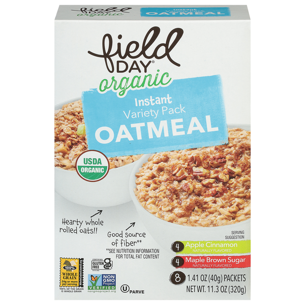 Hot Cereal & Pancake Mixes FIELD DAY Oatmeal, Organic, Instant, Variety Pack hero