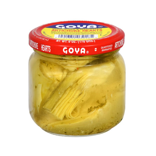 Pickles, Peppers & Olives Goya Artichoke Hearts, Quartered & Marinated hero