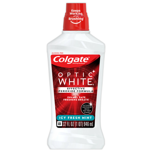 Oral Hygiene Colgate Optic White Whitening Mouthwash, Alcohol Free, Icy Fresh Mint hero