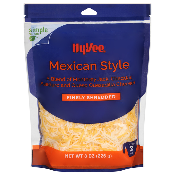 Specialty Cheeses Hy-Vee Cheese, Mexican Style, Finely Shredded hero