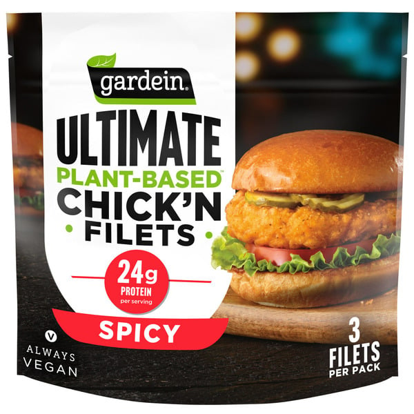 Frozen Meals Gardein Spicy Ultimate Plant-Based Chick'n Filets, Vegan Food, Frozen Food hero