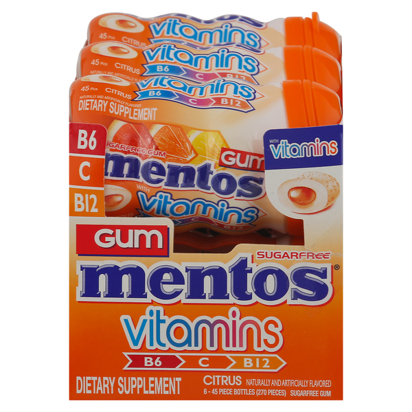 Candy, Chocolate & Gum Mentos Gum, Sugarfree, Citrus hero