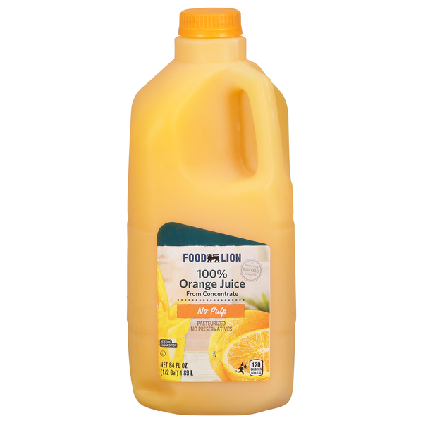 Refrigerated Juice, Coffee, & Tea Food Lion No Pulp - 100% Orange Juice hero