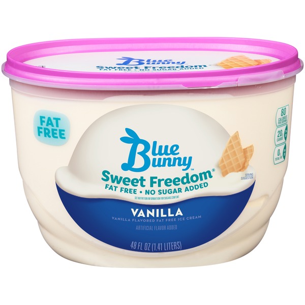 Ice Cream & Ice Blue Bunny Sweet Freedom Fat Free No Sugar Added Vanilla Ice Cream hero