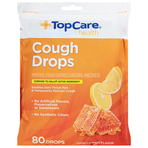 Cold, Flu & Allergy TopCare Cough Drops, Honey-Lemon Flavor hero